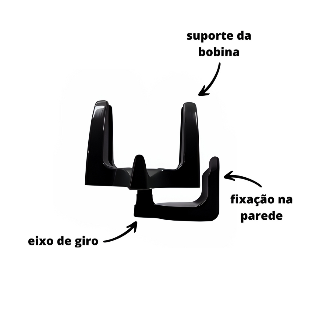 Informações Kit 2 Suporte para Bobina Com Base Parede Tipo L Preto - 2 UNIDADES